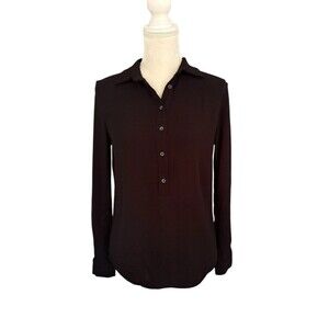 Revolve Emerson Fry Women's Long Sleeve Popover Shirt Size XS Black Buttons USA